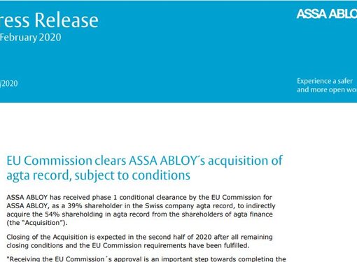 ASSA ABLOY Press Release